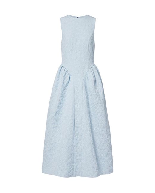 ROTATE BIRGER CHRISTENSEN Blue Jacquard Midi Dress