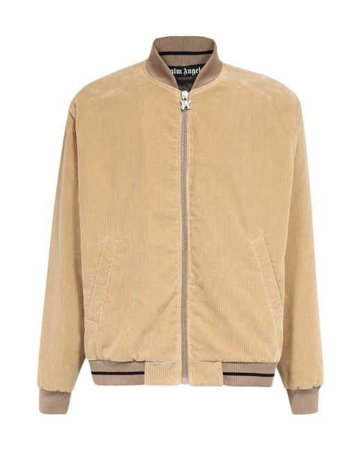 Palm Angels Natural Corduroy Cotton Bomber Jacket for men