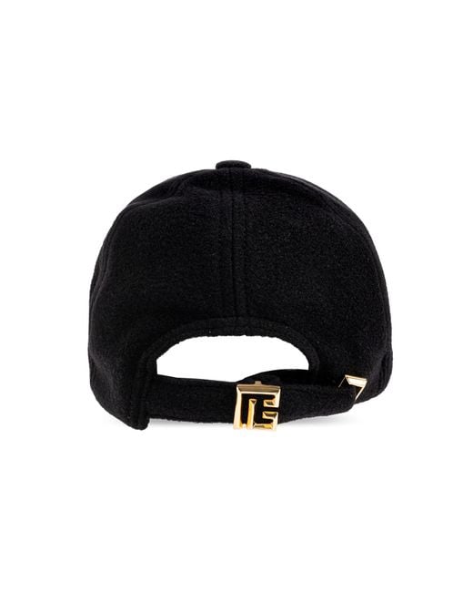 Balmain Black Logo-Embroidered Wool Cap for men