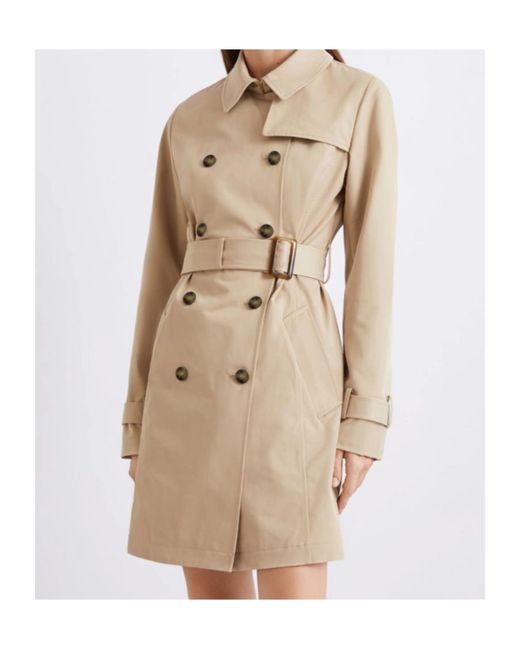 Marella Natural Double-Breasted Technical Cotton Trench Coat