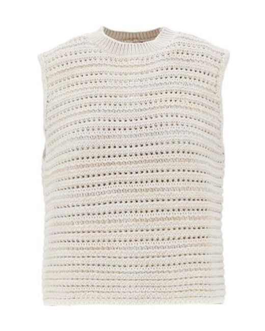 Emporio Armani Natural Pointelle-Knit Top