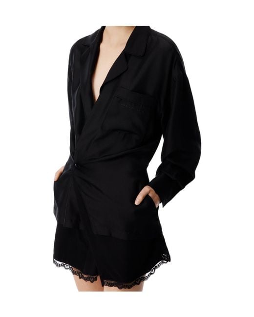 Alexander Wang Black Twill Wrap Mini Dress