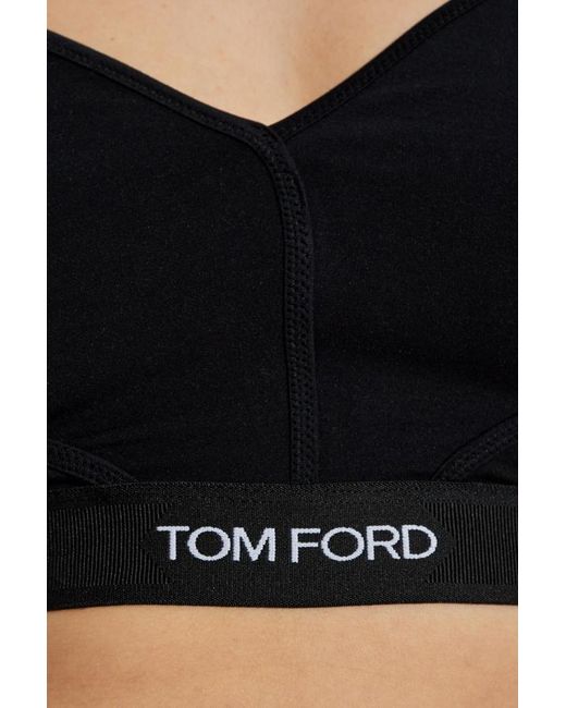 Tom Ford Black Logo Intarsia V-Neck Top