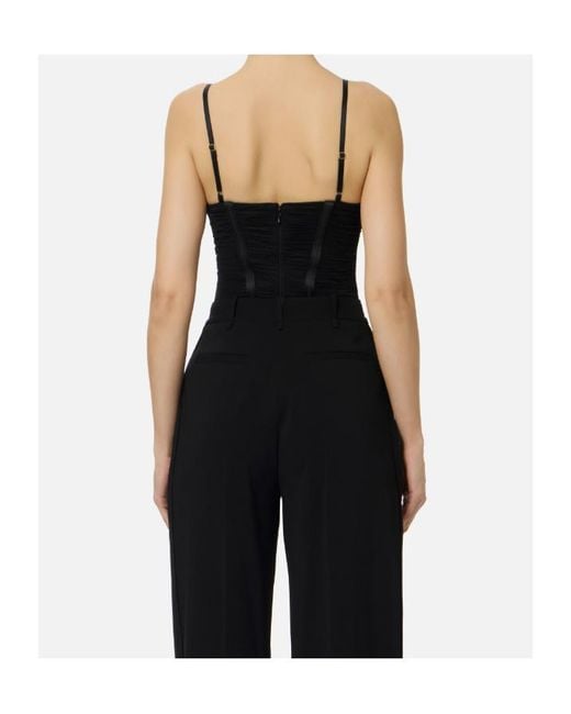 Elisabetta Franchi Black Embellished-Strap Bodysuit