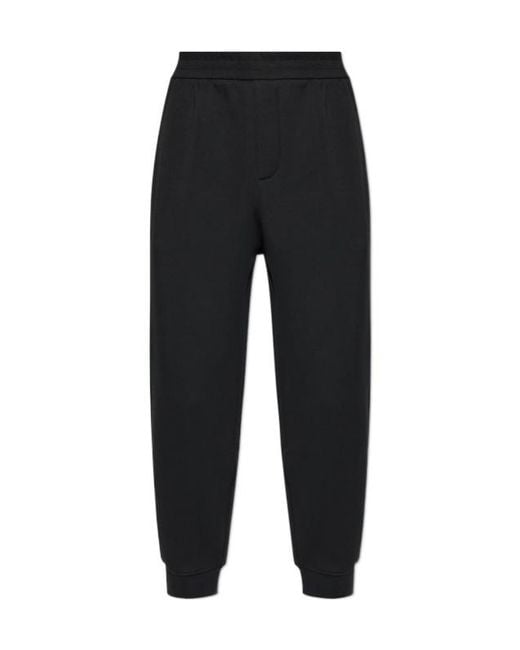 Emporio Armani Black Elasticated Waistband Straight-Leg Track Pants for men