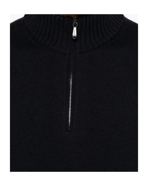 Drumohr Black Mock-Neck Zip Knitwear for men