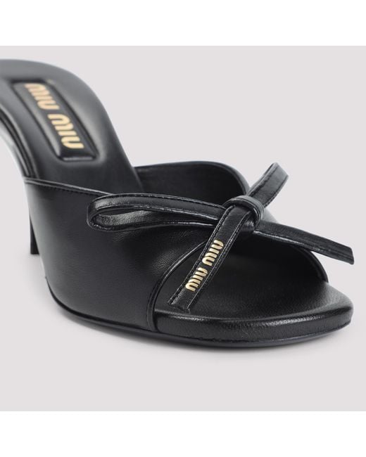 Miu Miu Black 70Mm Leather Heeled Sandals