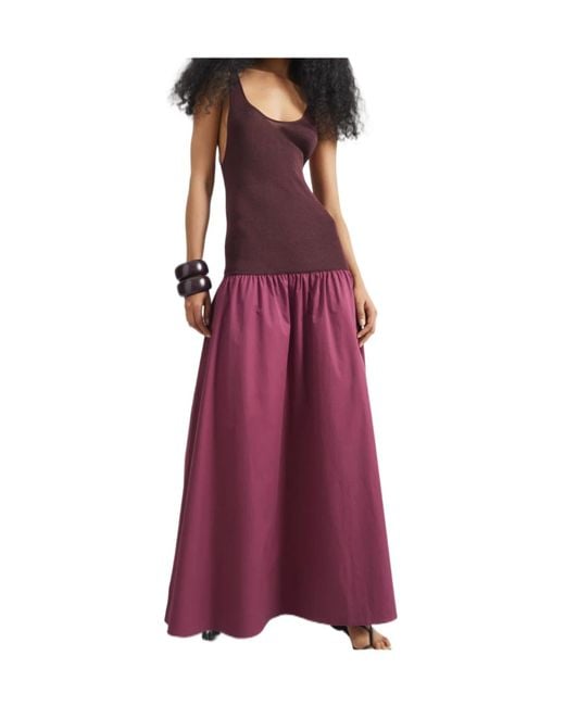 Frankie Shop Purple Iliya Drop Waist Maxi Dress