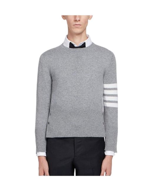 Thom Browne Gray 4-Bar Short Cashmere Pullover for men