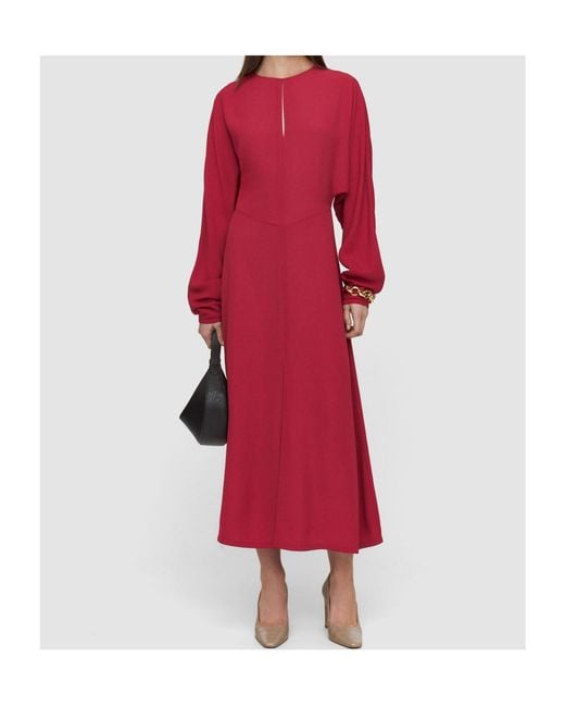 Joseph Red Long-Sleeve Midi Dress