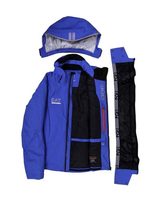 EA7 Blue Logo Long-Sleeved Casual Jacket for men