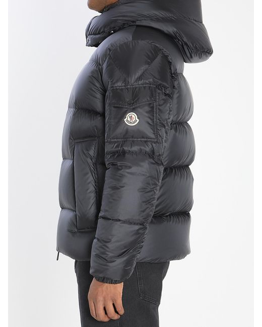 Moncler Gray Logo Patch Hooded Puffer Jacket for men