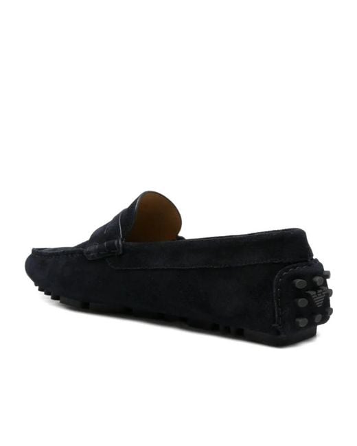 Emporio Armani Black Logo Detailed Slip-On Loafers for men