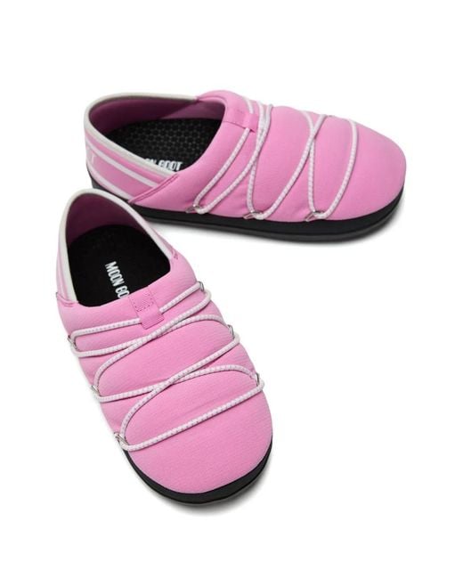 Moon Boot Purple Slip-On Lace-Up Slippers for men