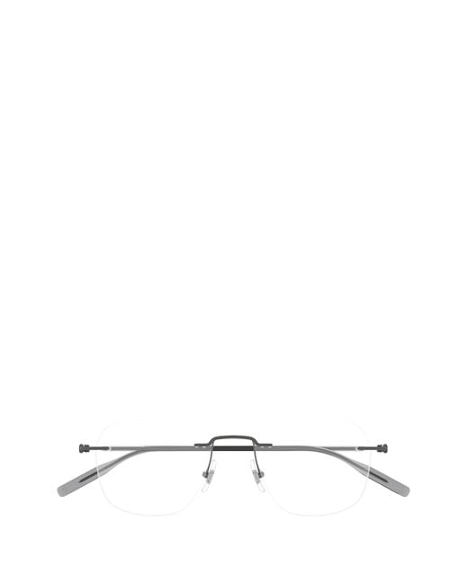 Montblanc White Eyewear Rectangle Frame Glasses for men