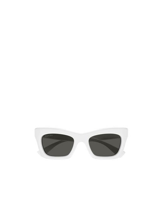 Gucci White Eyewear Rectangular Frame Sunglasses