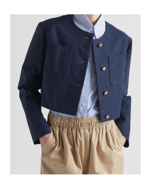 Prada Blue Crewneck Cropped Jacket