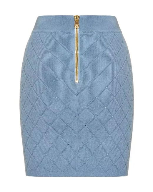 Balmain Blue Pattern-Jacquard Miniskirt