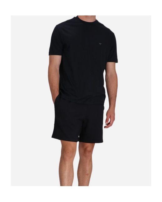 Emporio Armani Black Textured Track Shorts for men