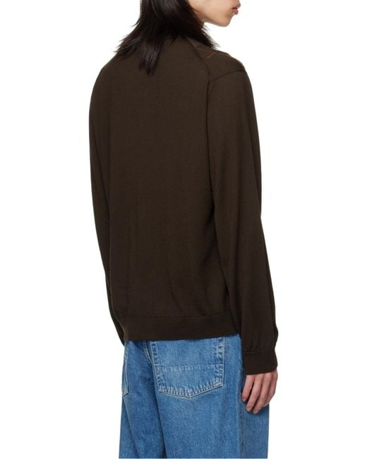 Our Legacy Black Tonal Argyle Pattern Evening Knitted Polo for men