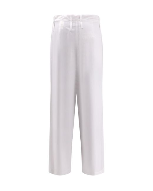Alysi White Pleated Wide-Leg Pants