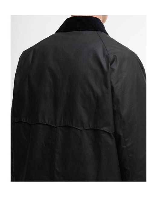 Barbour Black Corduroy-Collar Cotton Single-Breasted Coat for men