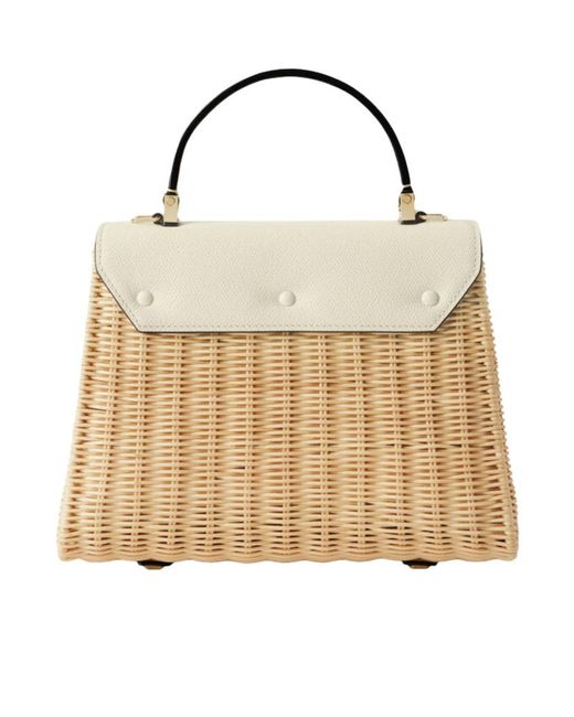 Valextra Natural Iside Leather-Trim Tote Bag
