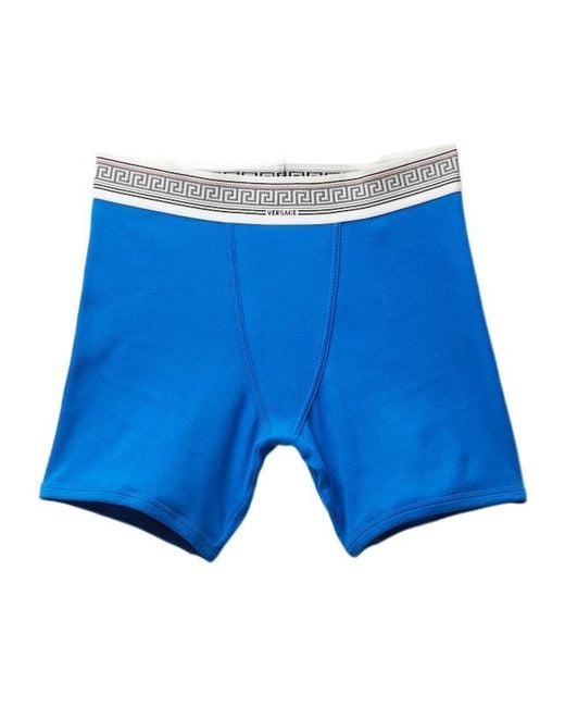 Versace Blue Ribbed Jersey Trunks