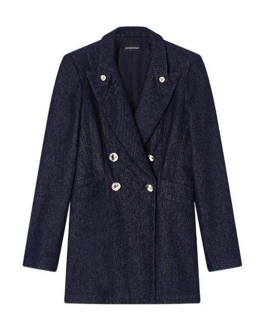 Emporio Armani Blue Double-Breasted Coat