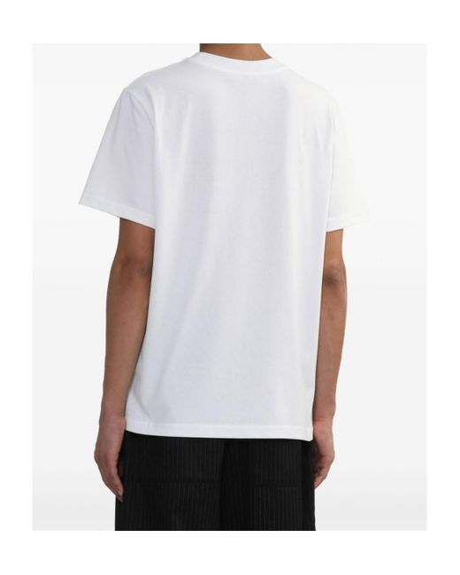 A.P.C. White Logo Printed Crewneck T-Shirt for men