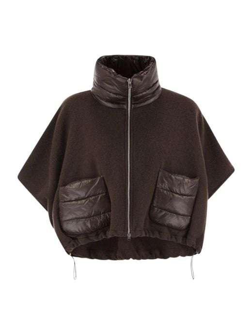 Herno Brown Resort High-Neck Patch-Pocket Poncho