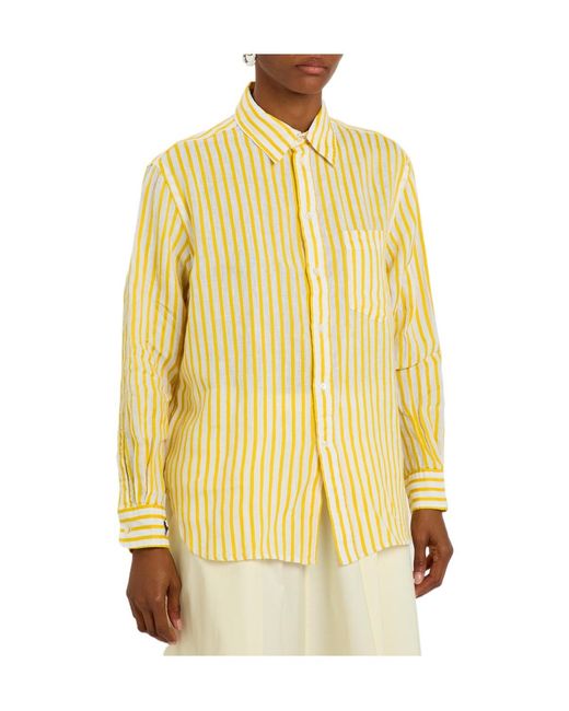 Polo Ralph Lauren Yellow Striped Linen And Cotton-Blend Shirt