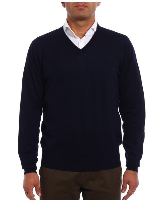 Brunello Cucinelli Blue V V-Neck Knitted Jumper for men