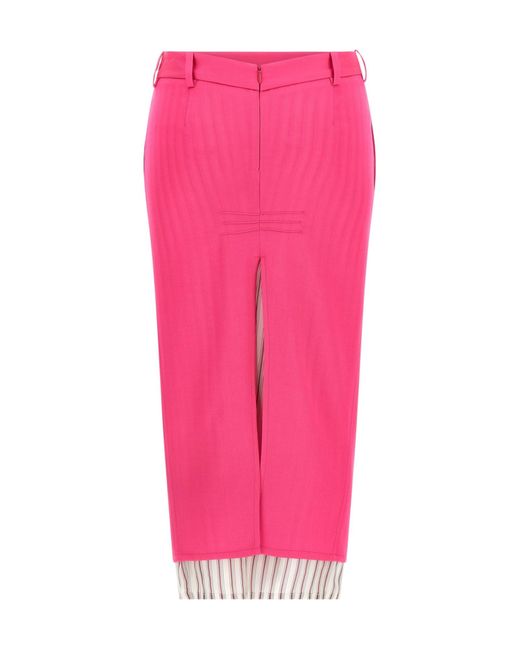 The Attico Pink Belt Loop Midi Skirt