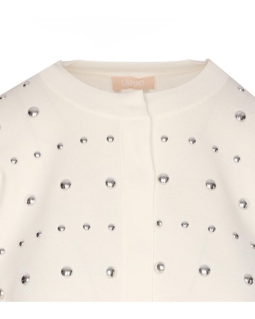 Liu Jo White Long Sleeved Embellished Cardigan