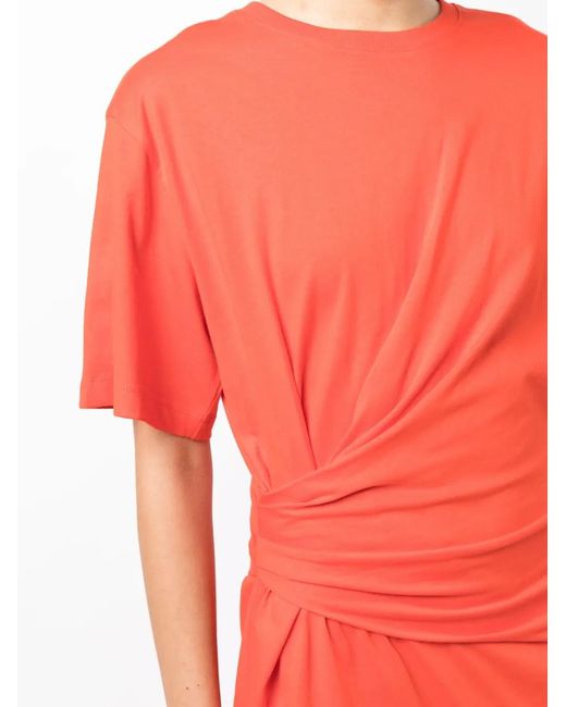 FRAME Red Short-Sleeve Ruched-Detail Minidress