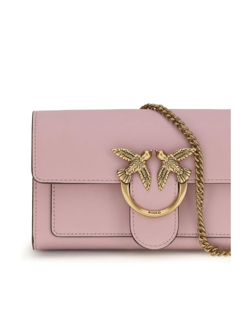 Pinko Natural Logo Plaque Chain-Linked Crossbody Bag