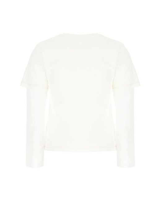 Ganni White Long-Sleeve T-Shirt