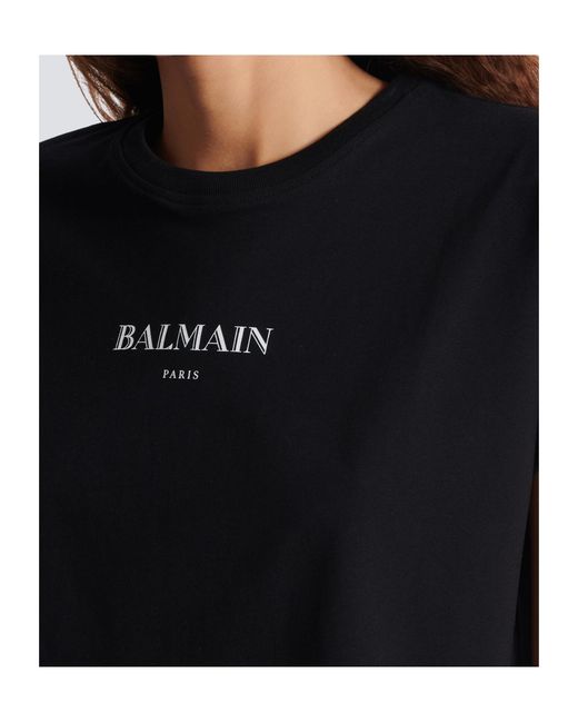 Balmain Black Logo Printed Cropped T-Shirt