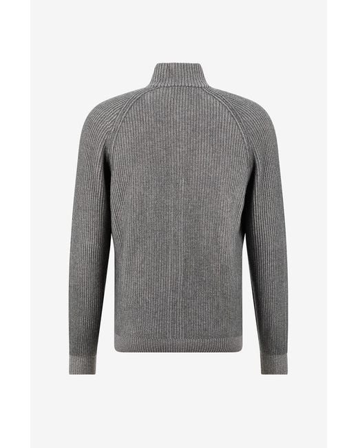 Brunello Cucinelli Gray Zip-Up Cardigan for men