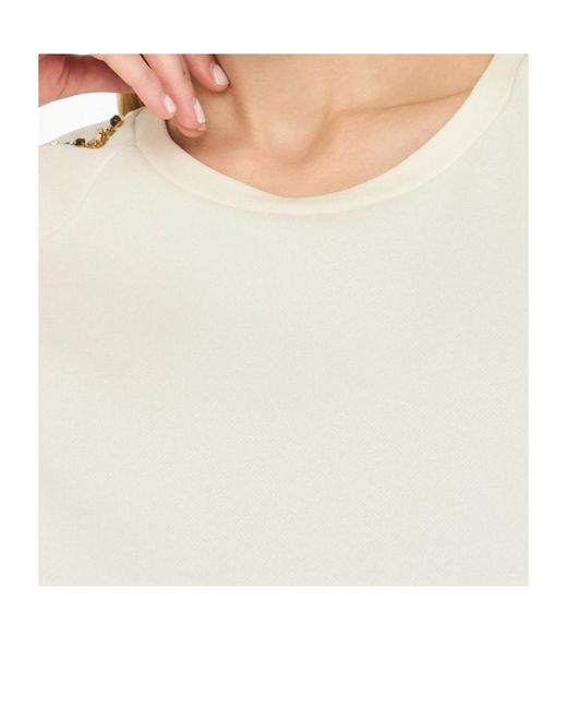 Liu Jo White Rhinestone-Embellished Crew-Neck Sweatshirt