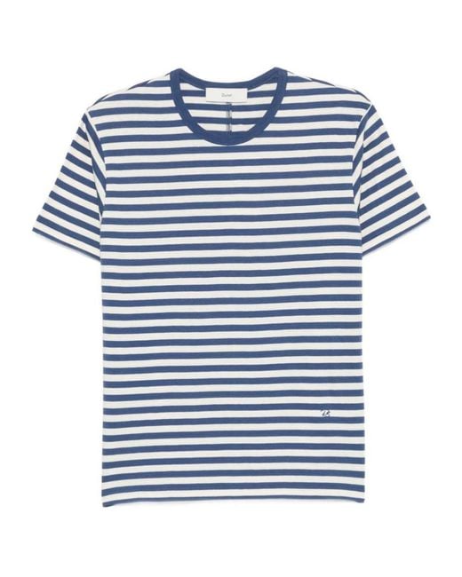 DUNST Blue Striped Cotton T-Shirt