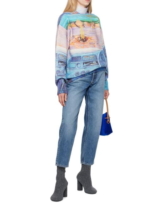 J.W. Anderson Blue Jw Anderson Camper Printed Dropped Shoulder Sweater