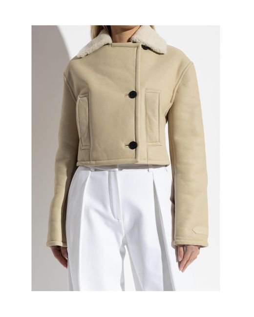 Jacquemus Natural Double Breasted Shearling Coat