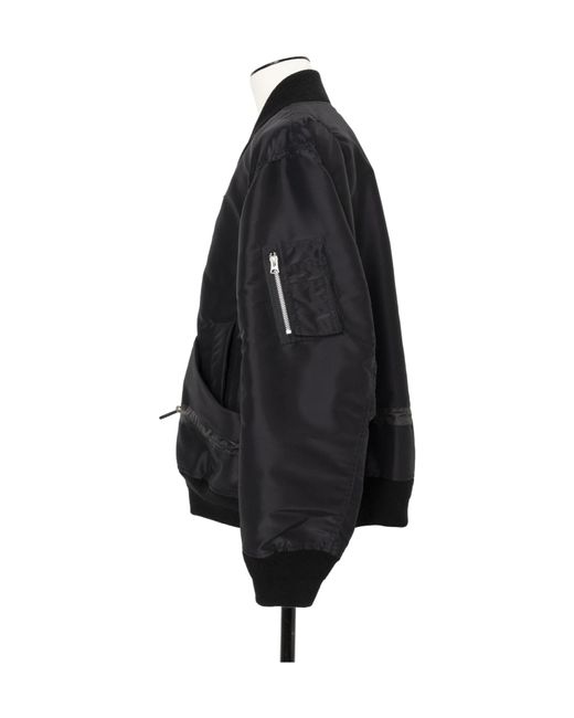 Sacai Black Zip-Up Bomber Jacket for men