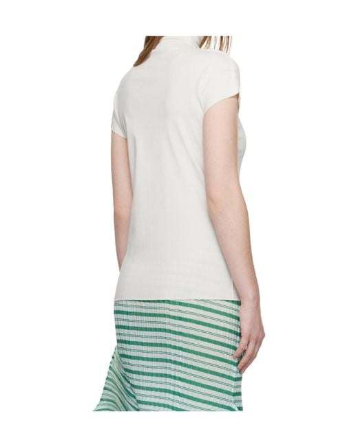 Issey Miyake White High-Neck Cap Sleeve Knit Sweater