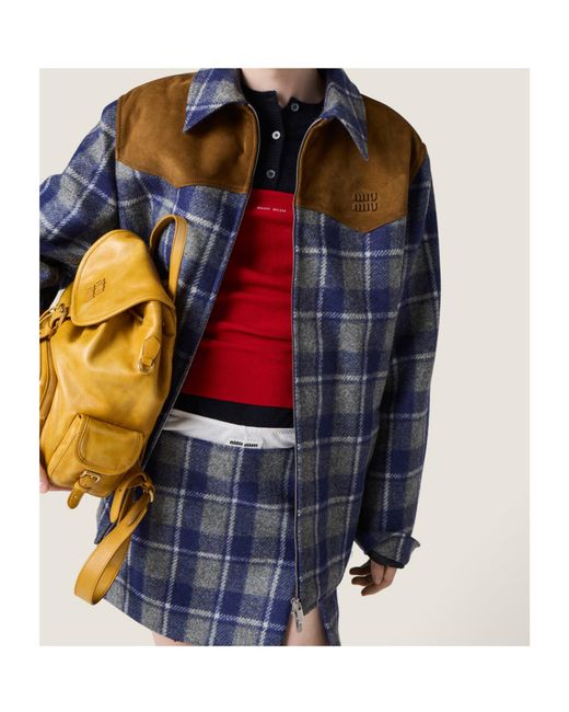 Miu Miu Blue Wool Check Jacket