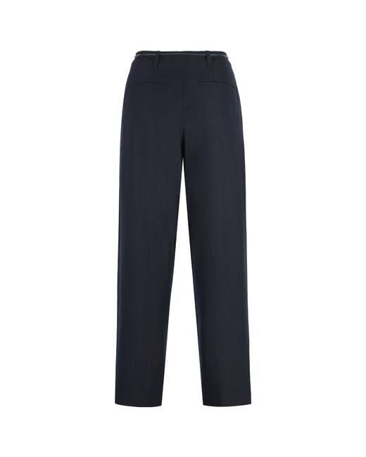 Yves Salomon Blue Cropped Belted Pants