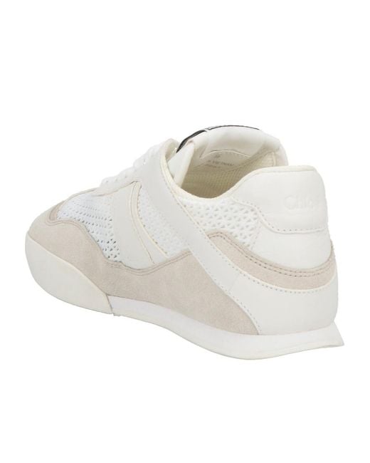 Chloé White Lace-Up Logo Sneakers