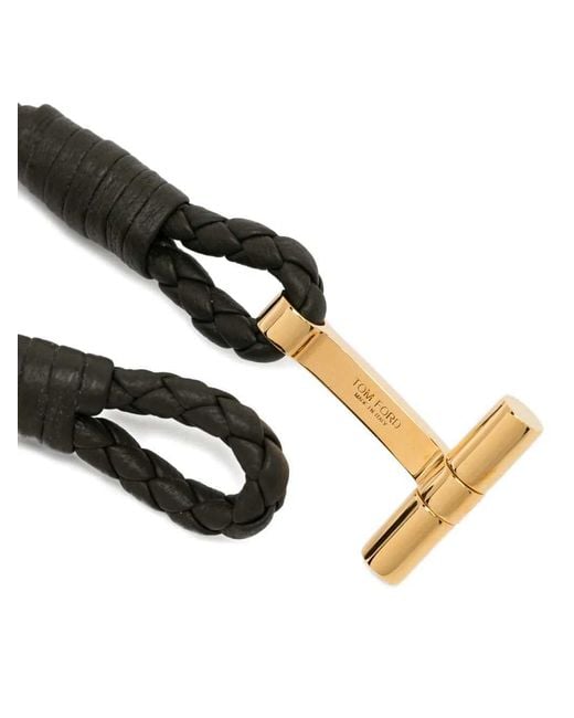 Tom Ford White Braided T-Bar Bracelet for men